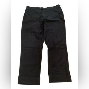 💜 Classic Black Cotton Flat-Front Trousers / Chinos - Large